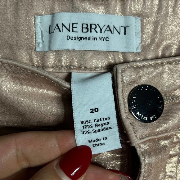 LANE BRYANT ROSE GOLD PINK HIGH RISE SKINNY PLUS SIZE CAPRIS PANTS WOMENS SZ 20 - Picture 4 of 12